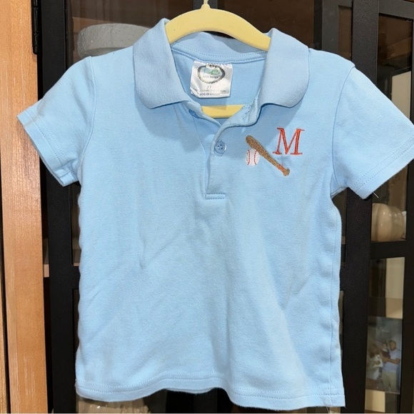 cecil & lou Other - Baseball M toddler boy monogram embroidered polo smock short sleeve personalized